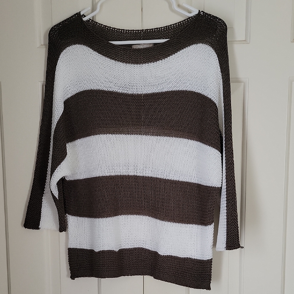 Carina Ricci womens open weave sweater beachy coastal made in Italy sz M